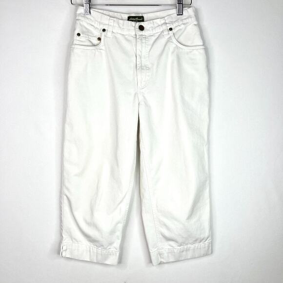 Eddie Bauer White High Waisted Crop Jeans Size 6 Petite - Picture 1 of 10